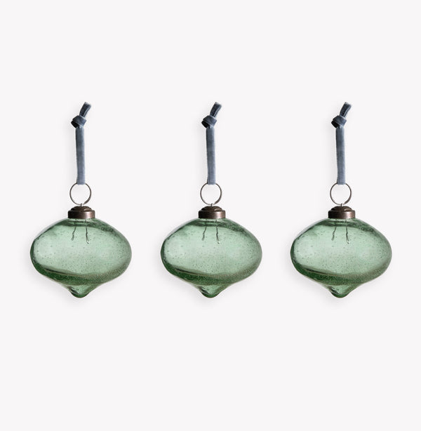 OAKFIELD CHRISTMAS DROP BAUBLES SET OF 3 ROSEMARY