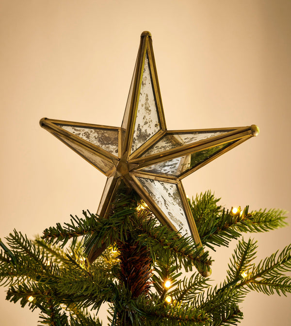 CANTERBURY MIRRORED CHRISTMAS STAR TREE TOPPER ANTIQUE BRASS