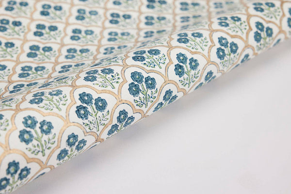 Paper Mirchi - Block Printed Wrapping Paper Sheets - Trellis Indigo
