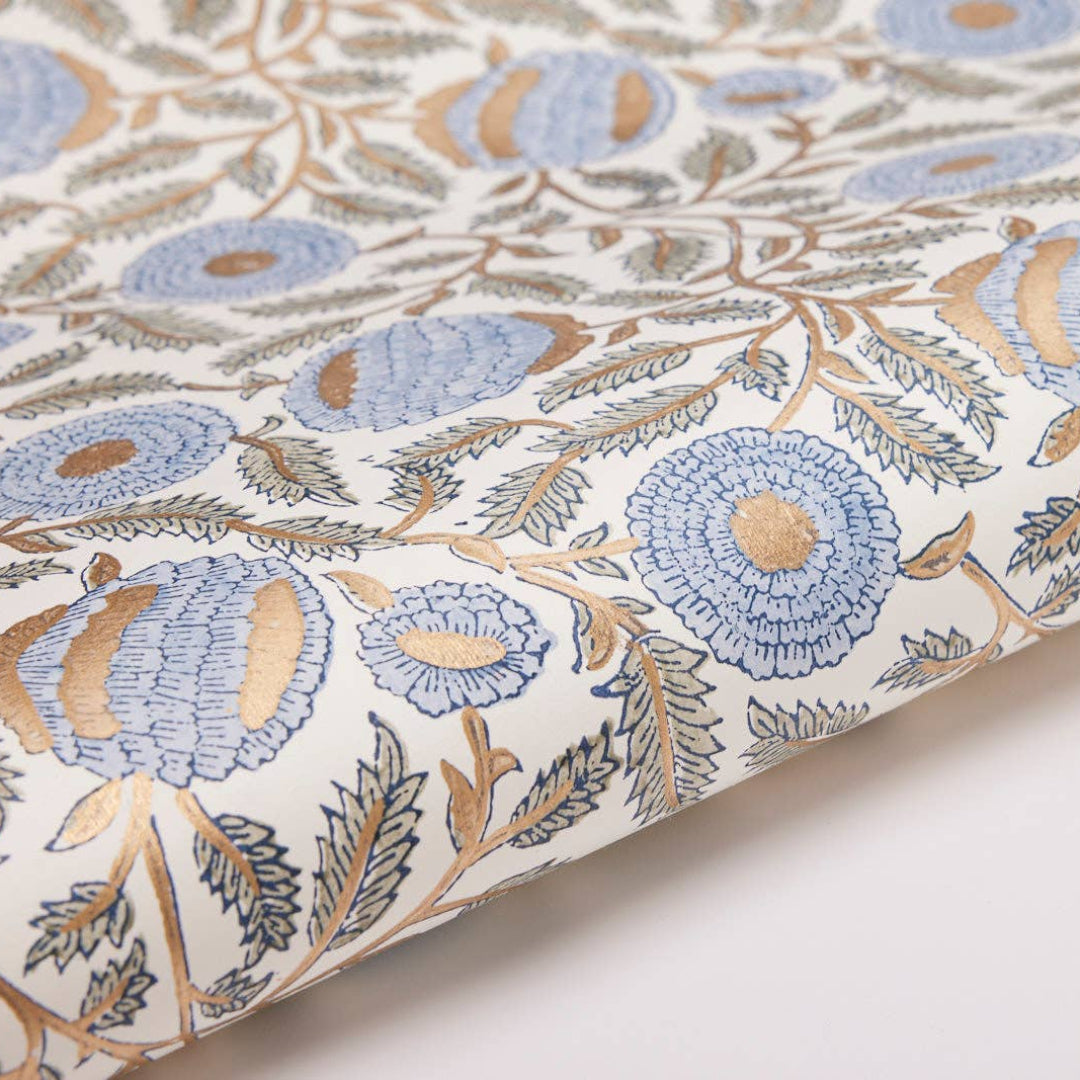 Paper Mirchi - 2 x Hand Block Printed Wrapping Paper Sheets - Marigold ...