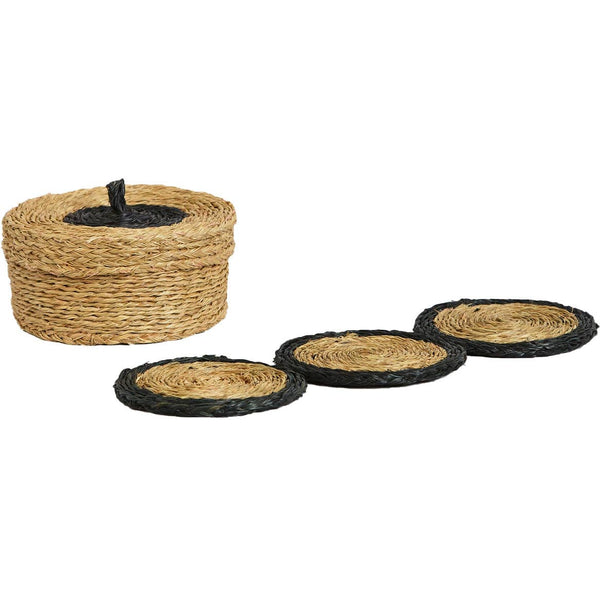 Gone Rural UK - Black Trim Lutindzi Grass Coaster Gift Set