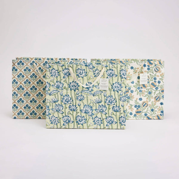Paper Mirchi - Hand Block Printed Gift Bag (Large) - Indigo