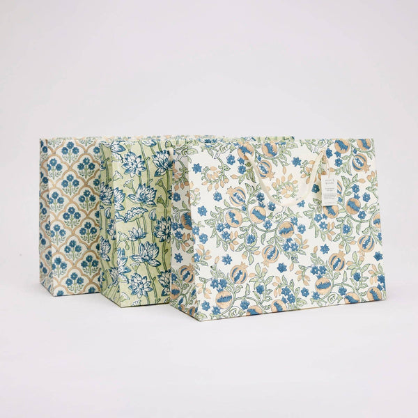 Paper Mirchi - Hand Block Printed Gift Bags (Large) - Indigo