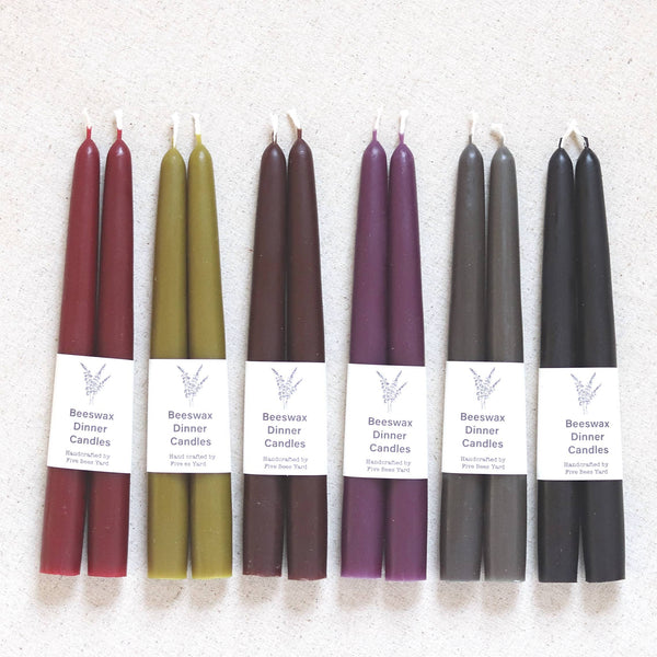 Five Bees Yard - Eco & Sustainable Tapered Dinner Candles | Long & Clean Burn: Olive / Large (23cm)