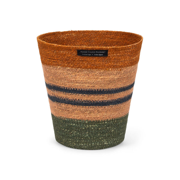 BRITISH COLOUR STANDARD - Seagrass Waste Paper Basket in Olive & Old Rose