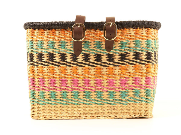 The Basket Room - ASHANTI : Panier à vélo rectangulaire multicolore fabriqué à la main : Français