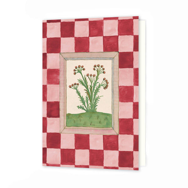 Roomytown - Greetings Card - Book of Herbs - Pink Check