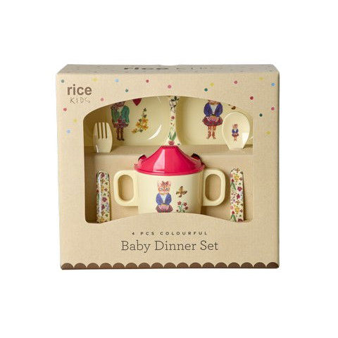 Melamine Baby Dinner Set in Gift Box - Nathalie Lété Print - Cream ...