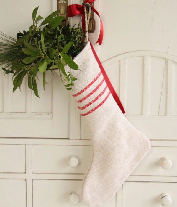 French linen grain sack Christmas stockings A832
