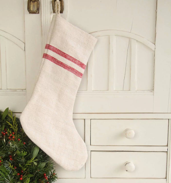 French linen grain sack Christmas stockings A830