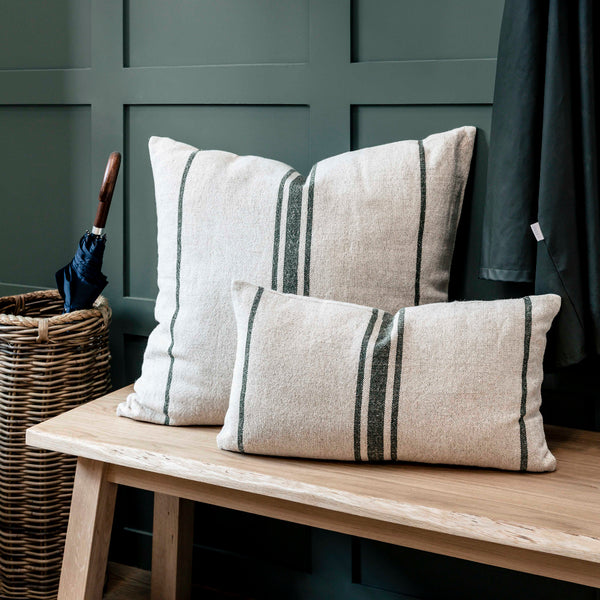 Windrush Stripe Cushion 60x60 Forest Green