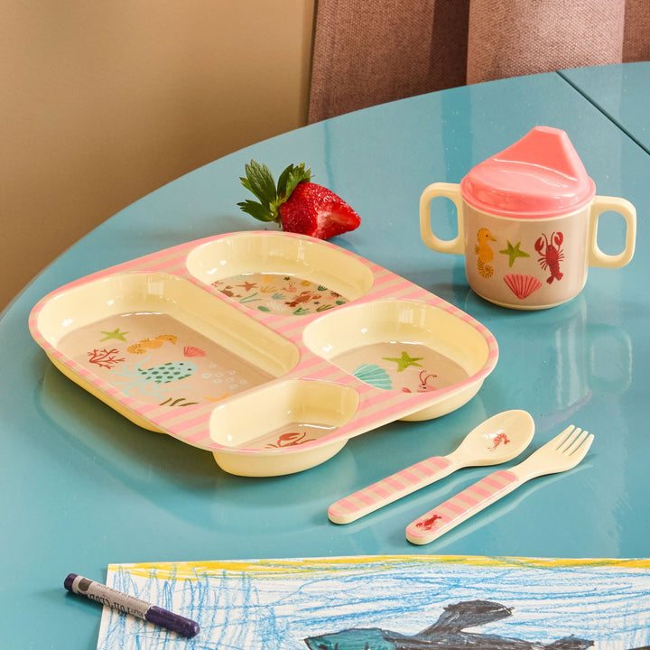 Melamine Baby Dinner Set in Gift Box - Coral Ocean Print – Jack & Abel