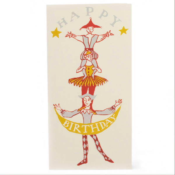 Long Card Happy Birthday Human Tower