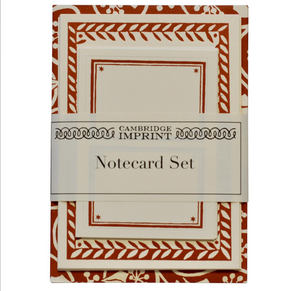 Set of Notecards and Envelopes Small Ivy Stripe Russet