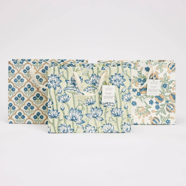 Paper Mirchi - Hand Block Printed Gift Bag - Indigo