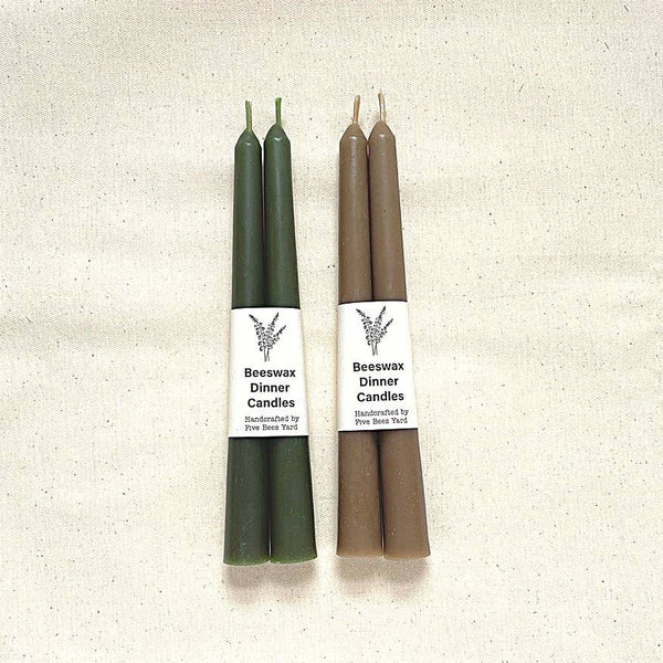 Five Bees Yard - Forest Green Tapered Dinner Candles (Set of 2)
