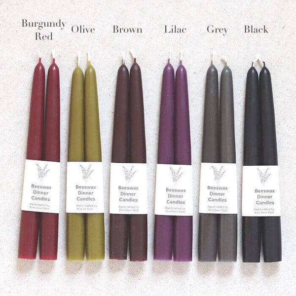 Five Bees Yard - Eco & Sustainable Tapered Dinner Candles | Long & Clean Burn: Burgundy Red / Medium (18cm)