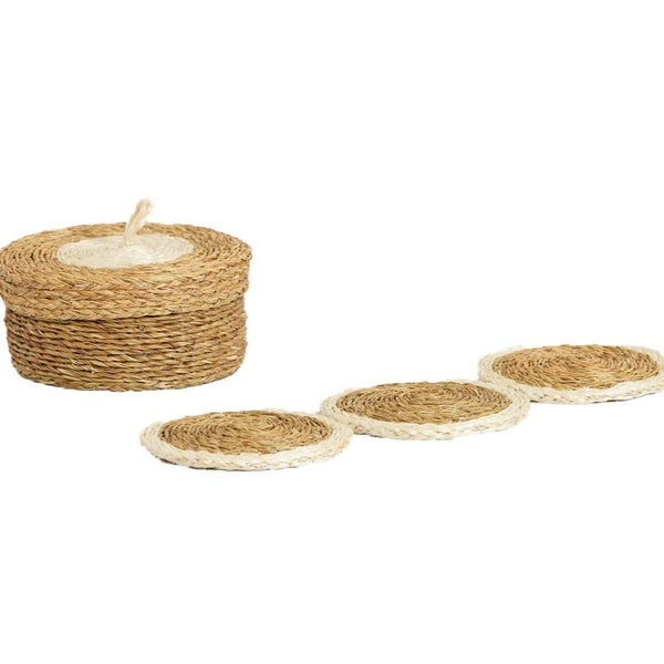 Gone Rural UK - White Trim Lutindzi Grass Coaster Gift Set