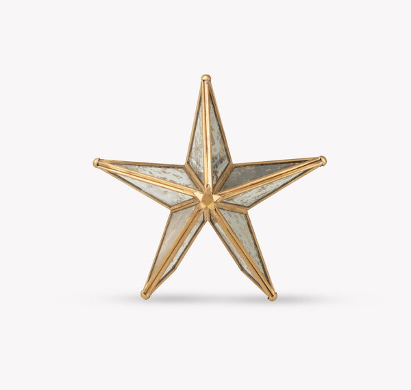 CANTERBURY MIRRORED CHRISTMAS STAR TREE TOPPER ANTIQUE BRASS