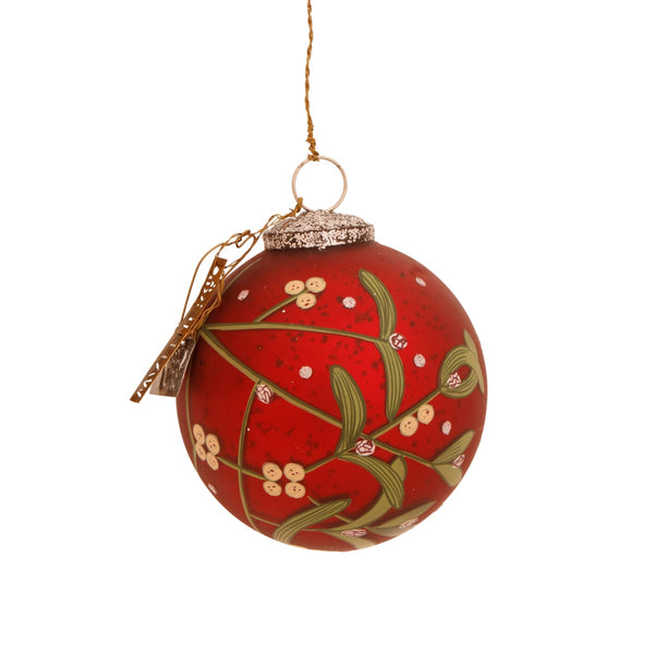 Walther & Co. Red Misteltoe bauble, small - pack of 3